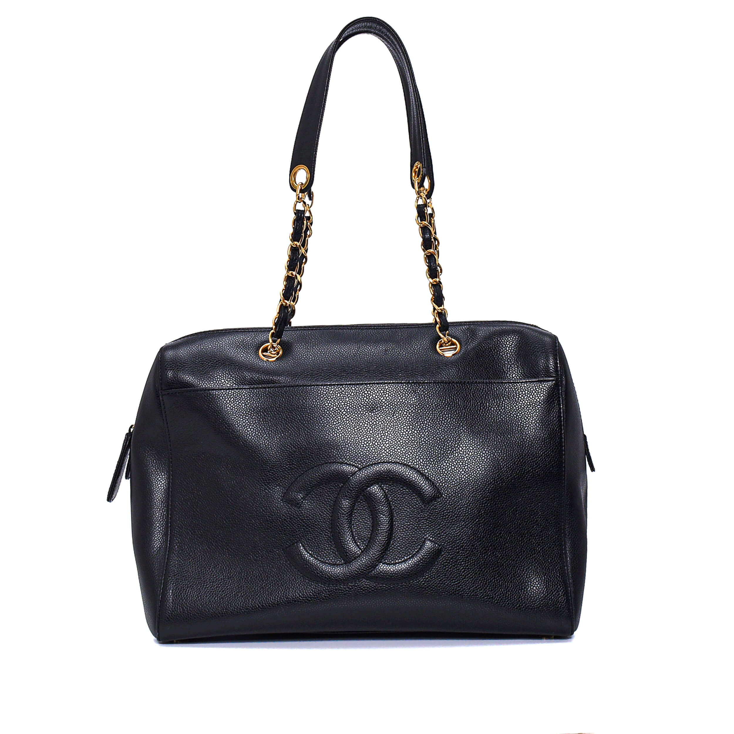 Chanel - Black Caviar Leather CC Medium Vintage Shoulder Bag